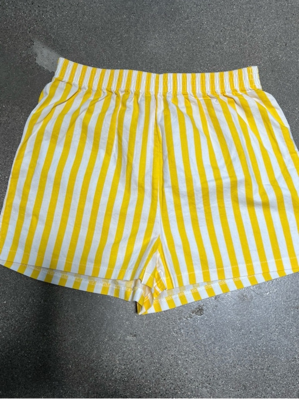 Vintage 1980s Yellow Stripe Elastic Waist Shorts